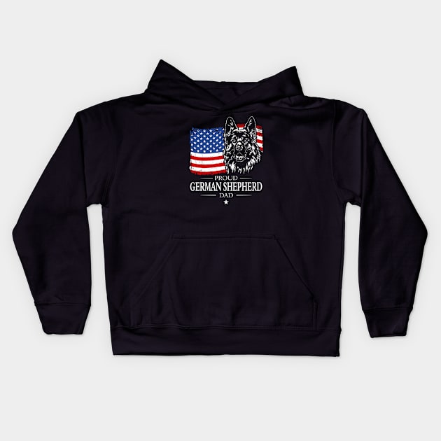 German Shepherd Dad American Flag patriotic dog Kids Hoodie by wilsigns